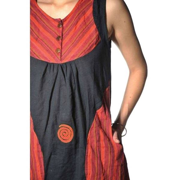 Simandra Tunika Sita Long Top ärmellose Sommer Bluse mit Lebensspirale und Taschen Neueste Stile
