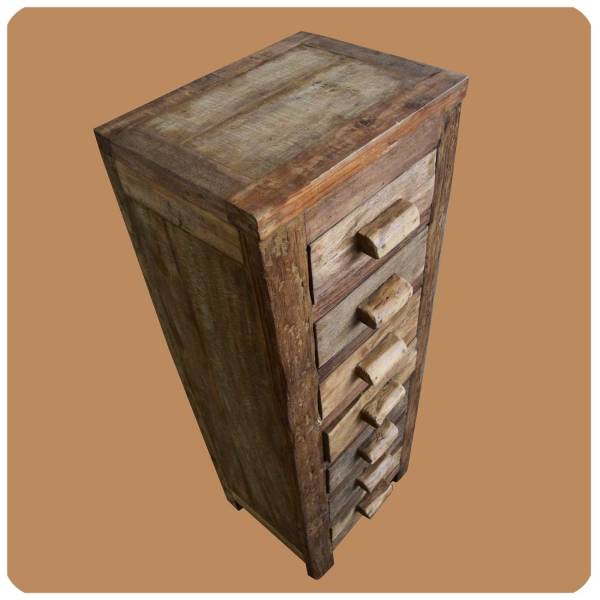 Simandra Altholz Teak Holz massiv Schubladenschrank Highboard Apothekerschrank schmal Black Friday Preise
