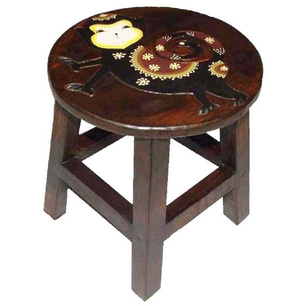 Simandra Holzhocker Kinderhocker Hocker Sitzhocker Fußbank Massivholz Schemel Stuhl mit Tiermotiv Deko braun