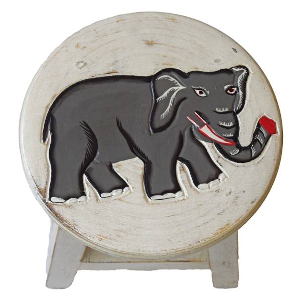 Simandra Holzhocker Kinderhocker Hocker Sitzhocker Fußbank Massivholz Schemel Stuhl mit Tiermotiv Deko weiß