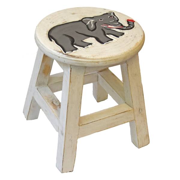 Simandra Holzhocker Kinderhocker Hocker Sitzhocker Fußbank Massivholz Schemel Stuhl mit Tiermotiv Deko weiß 2025