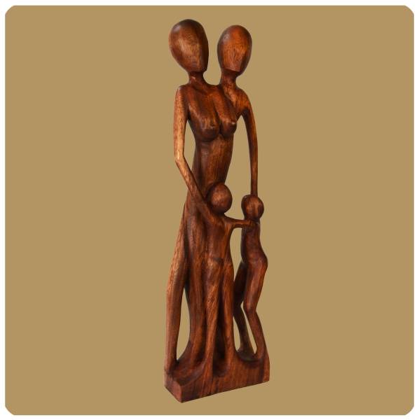 Simandra Skulptur abstrakte handgefertigte Holzfigur Einheit Mutter Vater Kinder Hotsell