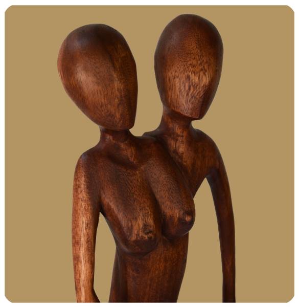 Simandra Skulptur abstrakte handgefertigte Holzfigur Einheit Mutter Vater Kinder Hotsell