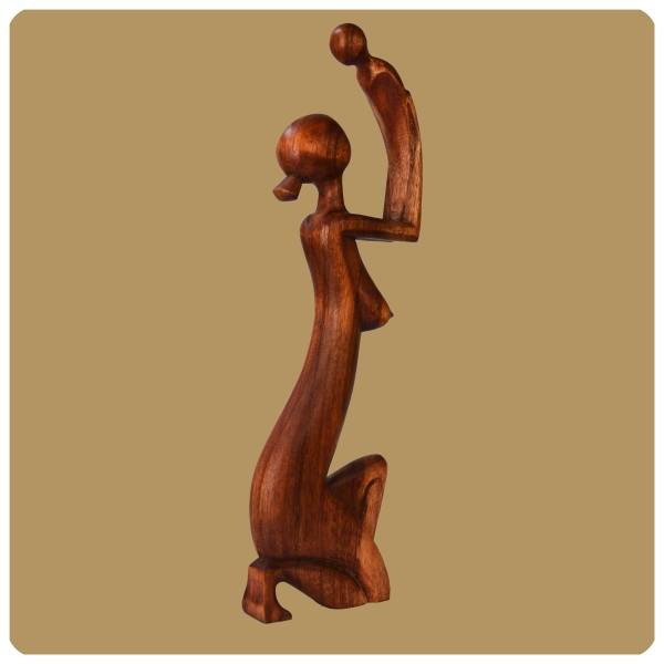 Simandra Skulptur abstrakte handgefertigte Holzfigur Zärtlichkeit XXL Format 60