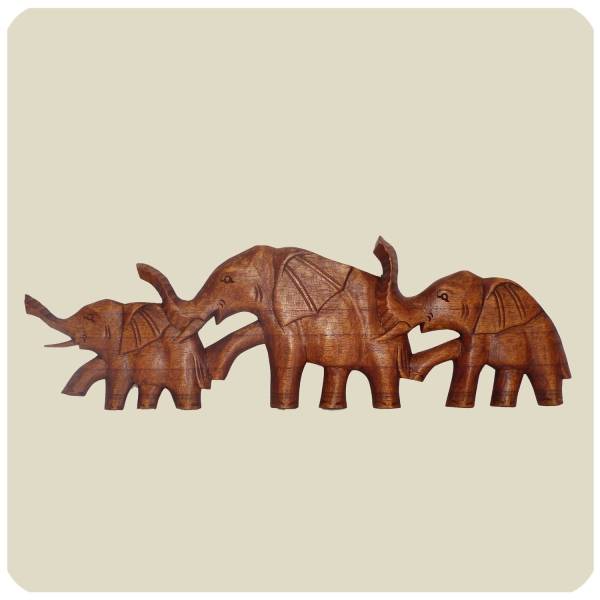 Simandra Wandmaske Elefant - Holzmaske aus Suar-Holz - afrikanische Schnitzerei - Handarbeit - Wanddekoration