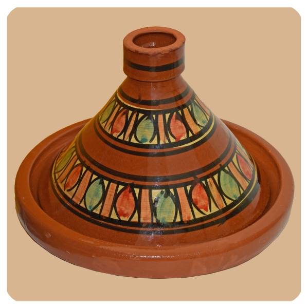 Simandra Tajine glasiert Tontopf aus Marokko Schmortopf bemalt 30 cm schadstofffrei