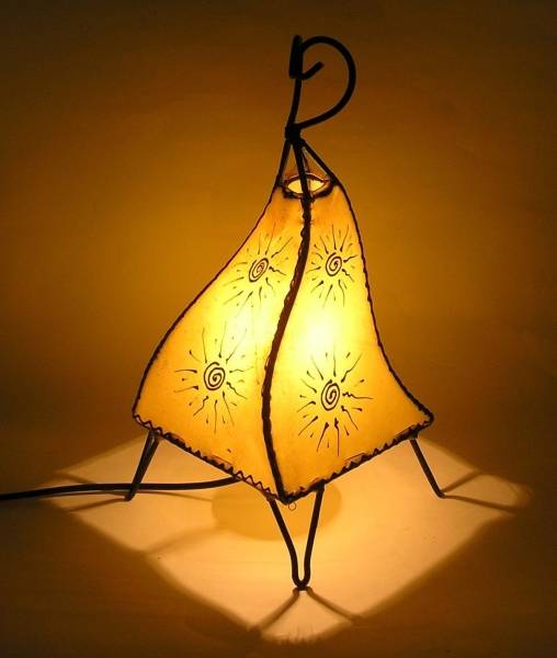 Simandra Orientalische Lampe Hennalampe marokkanische Lederlampe Tischleuchte Stehleuchte Mellah Sonne 35-38 cm