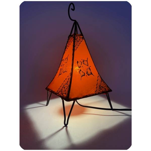 Simandra Orientalische Lampe Hennalampe marokkanische Lederlampe Tischleuchte Stehleuchte Pyramide Orient 35-38 cm