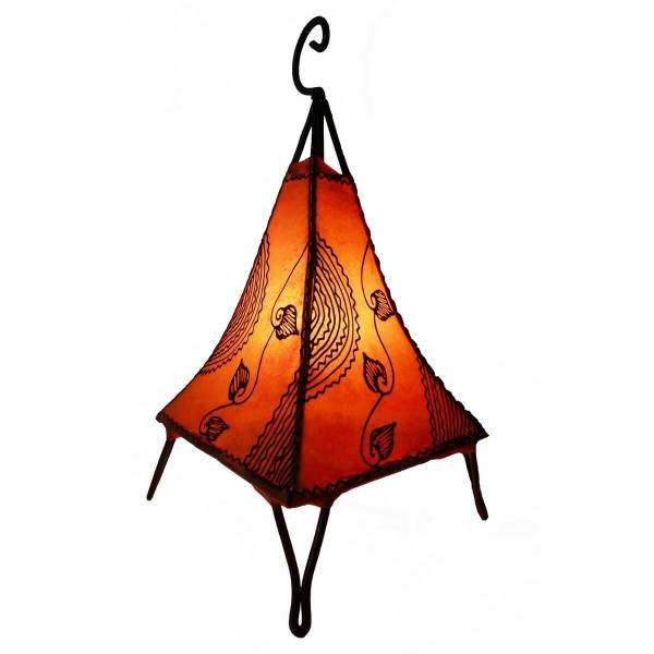 Simandra Orientalische Lampe Hennalampe marokkanische Lederlampe Tischleuchte Stehleuchte Pyramide Ranke 35-38 cm Exklusive Angebote