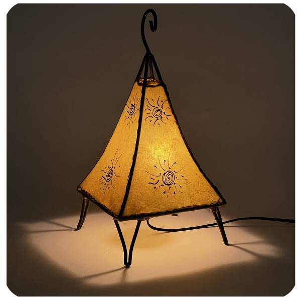 Simandra Orientalische Lampe Hennalampe marokkanische Lederlampe Tischleuchte Stehleuchte Pyramide Sonne 35-38cm