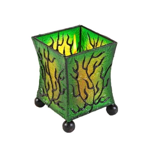 Simandra Windlicht Teelicht Teelichthalter Kerzenhalter Deko Resin Bali Asia Fieberglas Mediterrane eckig