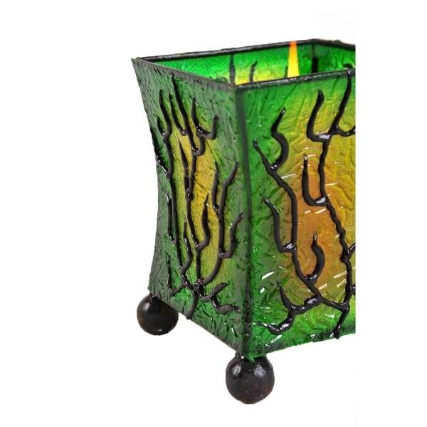 Simandra Windlicht Teelicht Teelichthalter Kerzenhalter Deko Resin Bali Asia Fieberglas Mediterrane eckig Räumungsverkauf