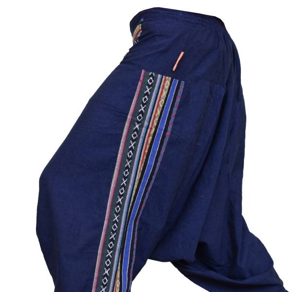 Simandra Luftige Ethno Haremshose "Rishikesh" im Boho-Stil mit bunten Web-Einsätzen VIP-Rabatte