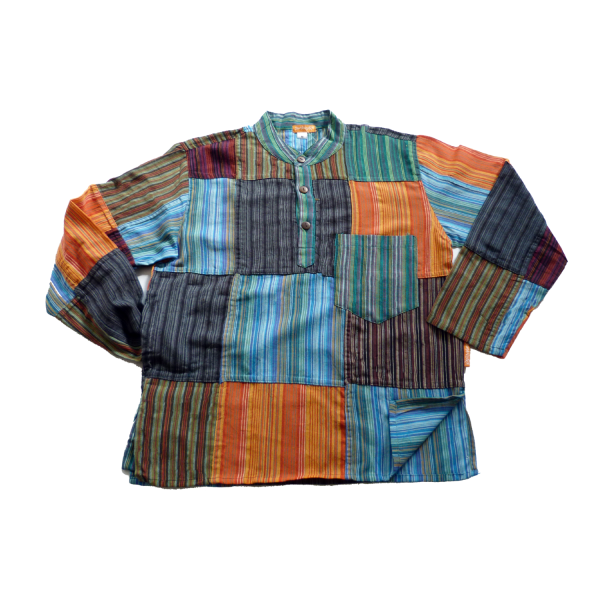 Simandra Patchwork Hemd Pullover Shirt Fischerhemd Freizeithemd Freizeitshirt Hippie Goa Psy Sweater Bash Wochenangebot