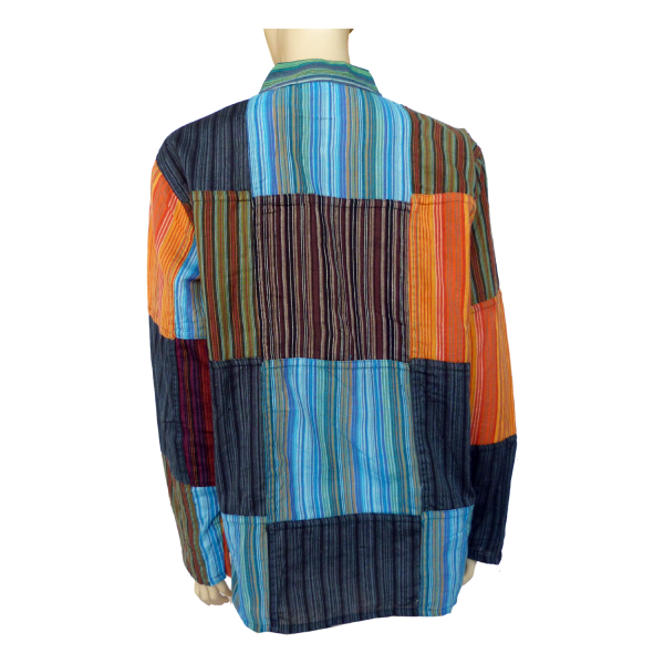 Simandra Patchwork Hemd Pullover Shirt Fischerhemd Freizeithemd Freizeitshirt Hippie Goa Psy Sweater Bash Wochenangebot