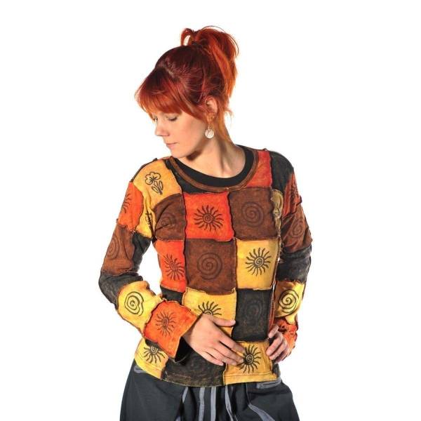 Simandra Patchwork Shirt Pullover Oberteil Sweatshirt Zip Hoodie Freizeitshirt Hippie Goa Psy Sweater Asha