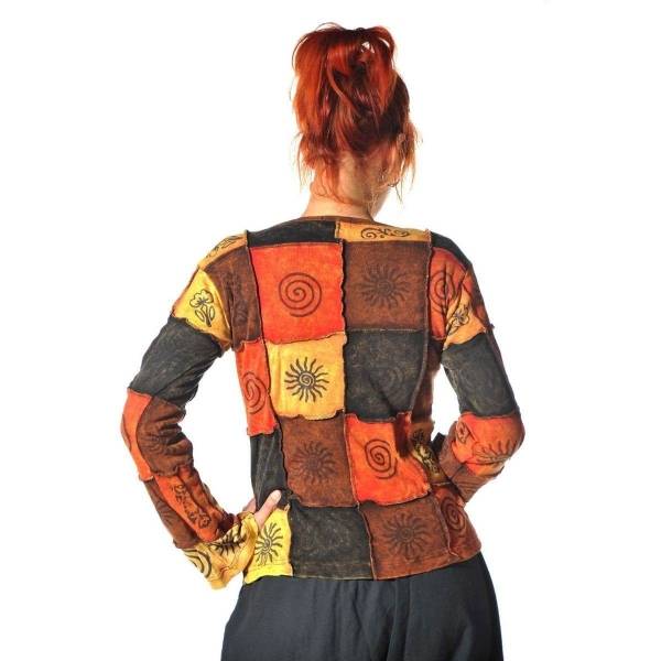Simandra Patchwork Shirt Pullover Oberteil Sweatshirt Zip Hoodie Freizeitshirt Hippie Goa Psy Sweater Asha Kostenlose Rückgabe