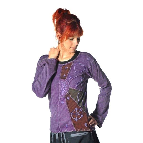 Simandra Patchwork Shirt Pullover Oberteil Sweatshirt Zip Hoodie Freizeitshirt Hippie Goa Psy Sweater Devi Begrenzte Freigabe