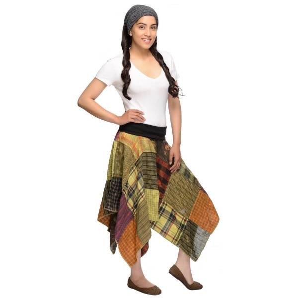Simandra Rock Zipfelrock Patchwork Elfenrock Hippie Goa Psy Midi Mittelalter Knielang Sommerrock Fleurs