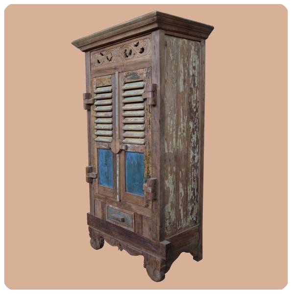 Simandra Old-Teak Hochschrank I Modell "Ubud 1" I Alt Teak Schrank aus Massivholz I Simandra Clearance-Verkauf