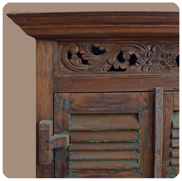 Simandra Old-Teak Hochschrank I Modell "Ubud 2" I Alt Teak Schrank aus Massivholz I Simandra Kostenloser Versand international