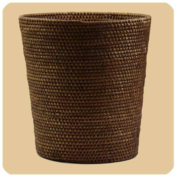 Simandra Rattan Papierkorb Burma, Flechtkorb Basket Korb Deko Unikat Handarbeit Natur rund