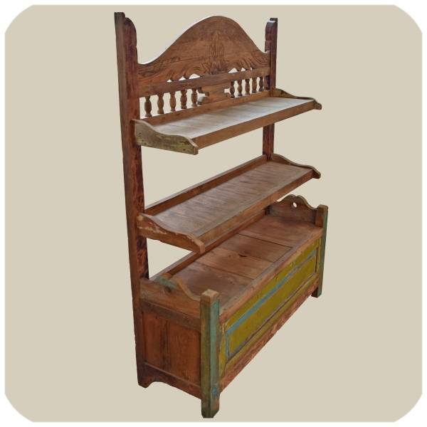 Simandra Recycling Teak Holz Regal Sulawesi mit Ablagen und integrierter Truhe zollfrei