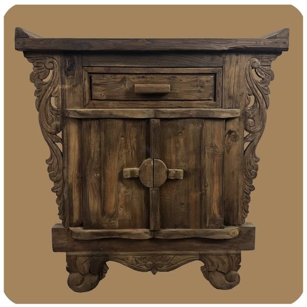 Simandra Romantische Massivholz Kommode Flower 1 nachhaltiges Alt Teak Holz