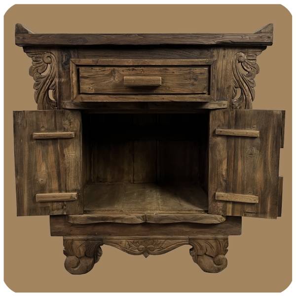 Simandra Romantische Massivholz Kommode Flower 1 nachhaltiges Alt Teak Holz 50% Rabatt für begrenzte Zeit