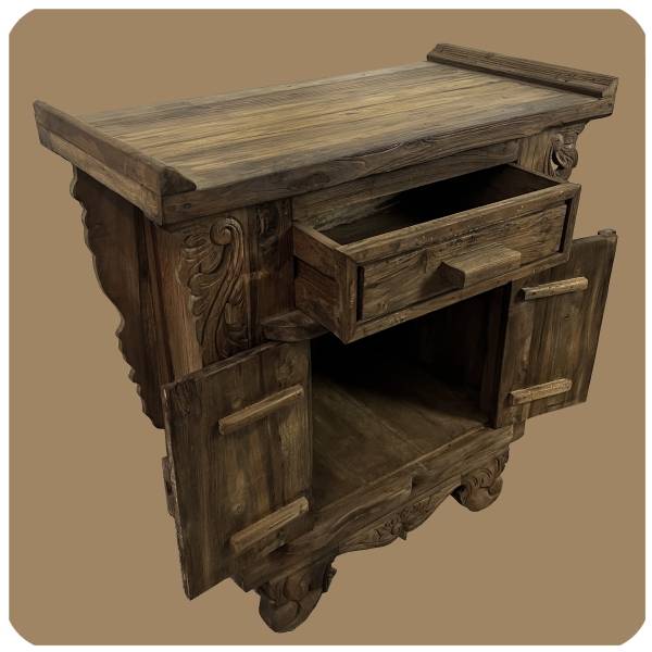 Simandra Romantische Massivholz Kommode Flower 1 nachhaltiges Alt Teak Holz 50% Rabatt für begrenzte Zeit