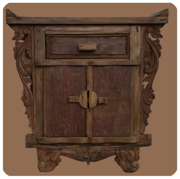 Simandra Romantische Massivholz Kommode Flower 2 nachhaltiges Alt Teak Holz