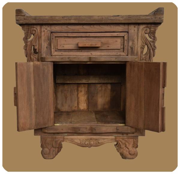 Simandra Romantische Massivholz Kommode Flower 3 nachhaltiges Alt Teak Holz 2025