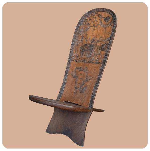 Simandra Steckstuhl afrikanischer Holzstuhl Wikingerstuhl Mittelalter Trapperstuhl massiv