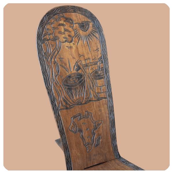 Simandra Steckstuhl afrikanischer Holzstuhl Wikingerstuhl Mittelalter Trapperstuhl massiv Auslauf