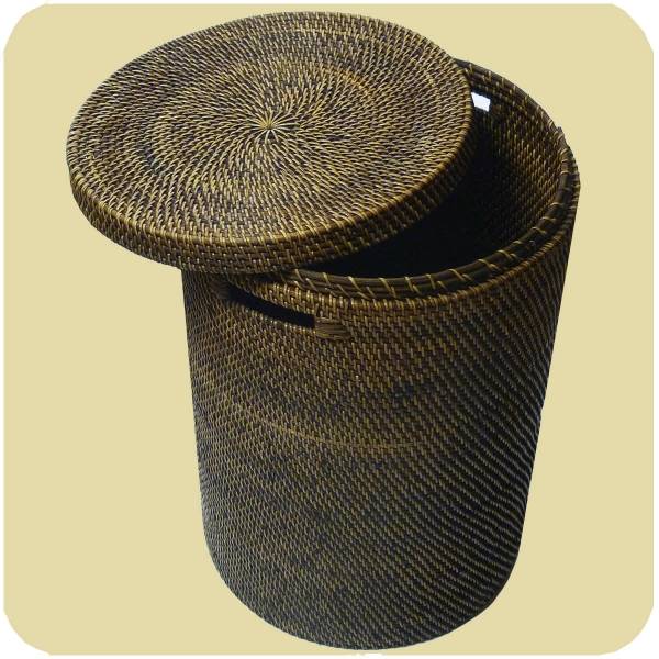 Simandra Wäschekorb Wäschebox mit Deckel aus 100% Ata, Rattan Palme, dekorative Unikate Aufbewahrungskorb Handarbeit natur rund Hotsell