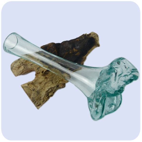Simandra Wurzelholz Glas-Vase Wurzel-Vase Deko-Glas Holz Geschenk Unikat Objekt Design Blumenvase Karaffe im Angebot