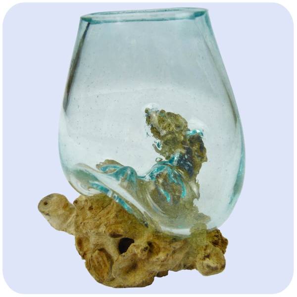 Simandra Wurzelholz Glas-Vase Wurzel-Vase Deko-Glas Holz Geschenk Unikat Objekt Design Blumenvase klein
