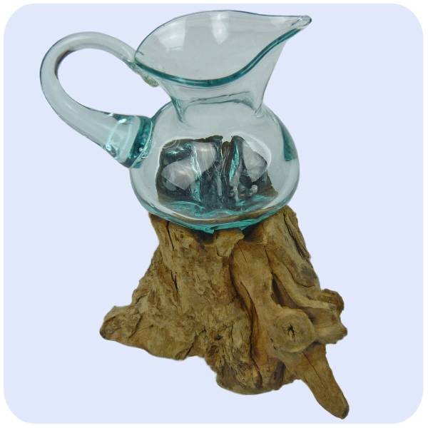Simandra Wurzelholz Glas-Vase Wurzel-Vase Deko-Glas Holz Geschenk Unikat Objekt Design Blumenvase Krug