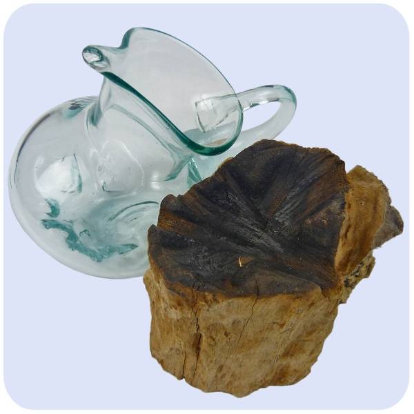 Simandra Wurzelholz Glas-Vase Wurzel-Vase Deko-Glas Holz Geschenk Unikat Objekt Design Blumenvase Krug Günstiger Verkauf
