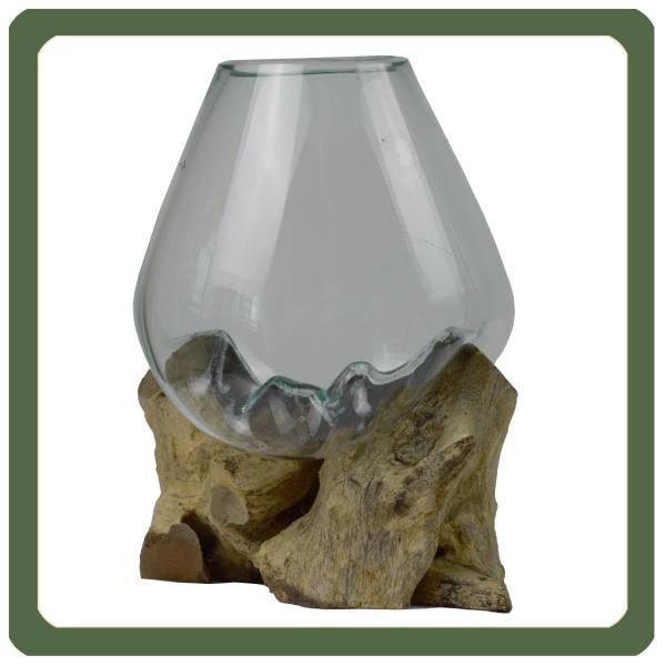 Simandra Wurzelholz Glas-Vase Wurzel-Vase Deko-Glas Kaffeewurzel Holz Design Blumenvase groß Kostenloser Versand